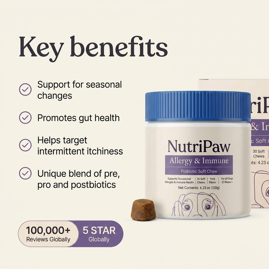 NutriPaw.® Allergy & Immune Probiotic Soft Chews for Dogs – 30 Chews