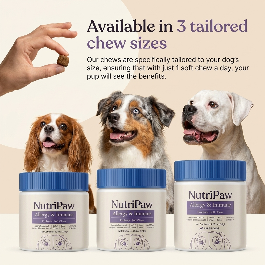NutriPaw.® Allergy & Immune Probiotic Soft Chews for Dogs – 30 Chews